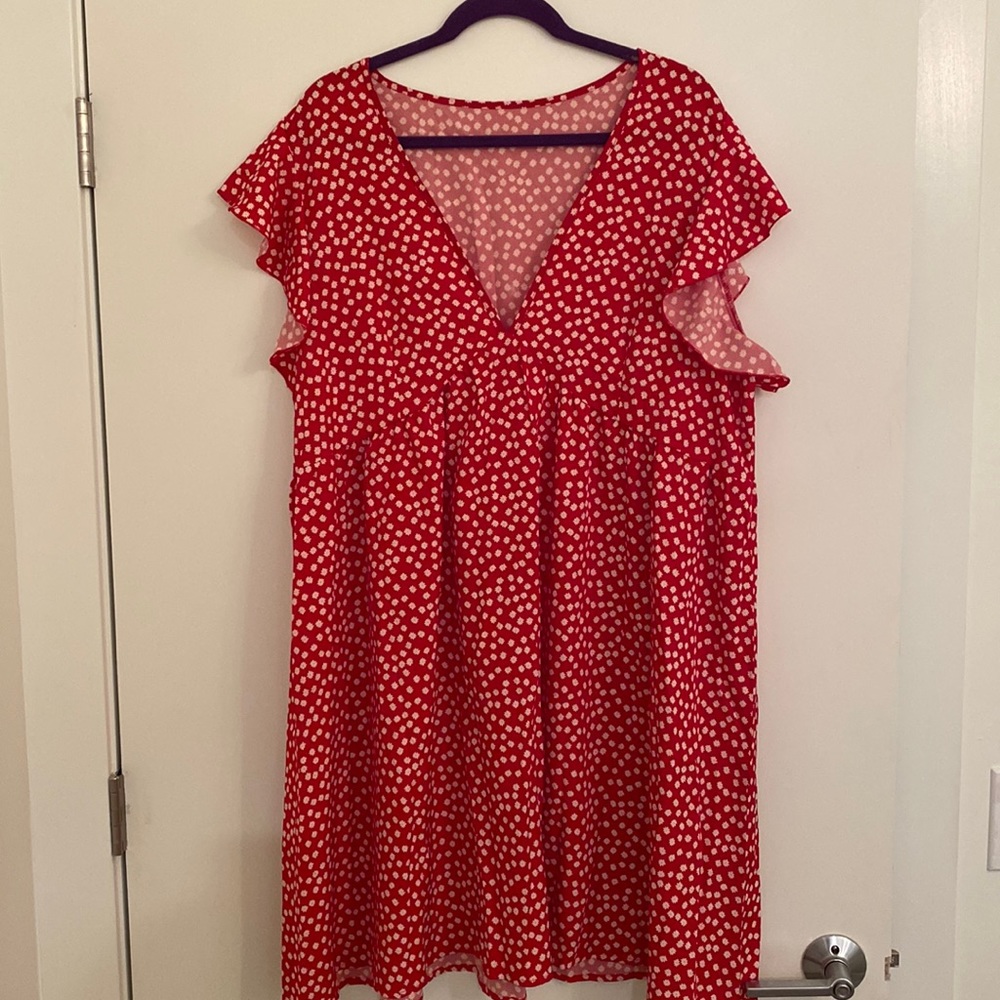 Red floral dress